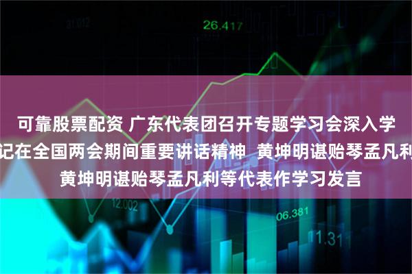可靠股票配资 广东代表团召开专题学习会深入学习贯彻习近平总书记在全国两会期间重要讲话精神  黄坤明谌贻琴孟凡利等代表作学习发言